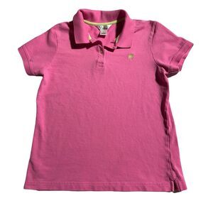 Lilly Pulitzer Vintage Pima Cotton Polo Shirt Size L Large Pink Palm Logo